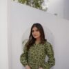 Summer Cotton-Olive Green Blocks Plated Dress - Image 11