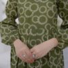Summer Cotton-Olive Green Blocks Plated Dress - Image 4