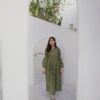 Summer Cotton-Olive Green Blocks Plated Dress - Image 5