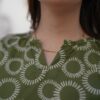 Summer Cotton-Olive Green Blocks Plated Dress - Image 2