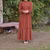 Brown Polka Dots Long Dress