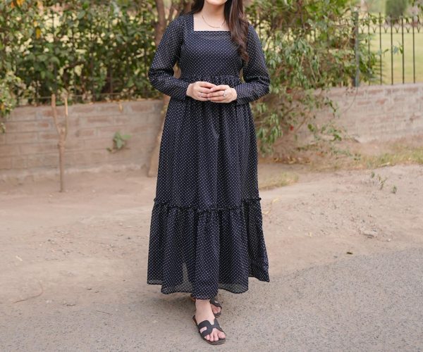 Lawn-Black Polka Dots
