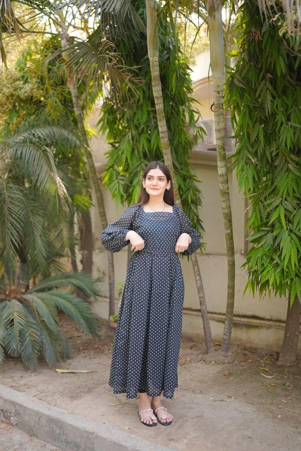 Lawn-Black Polka Dots