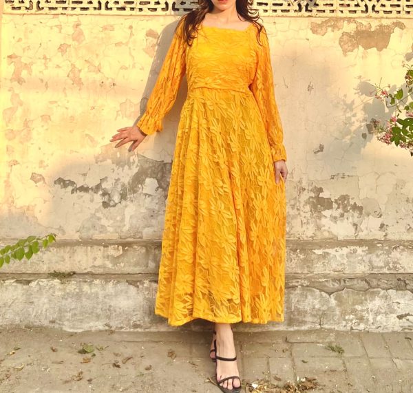 Yellow Mustard-Net Dress
