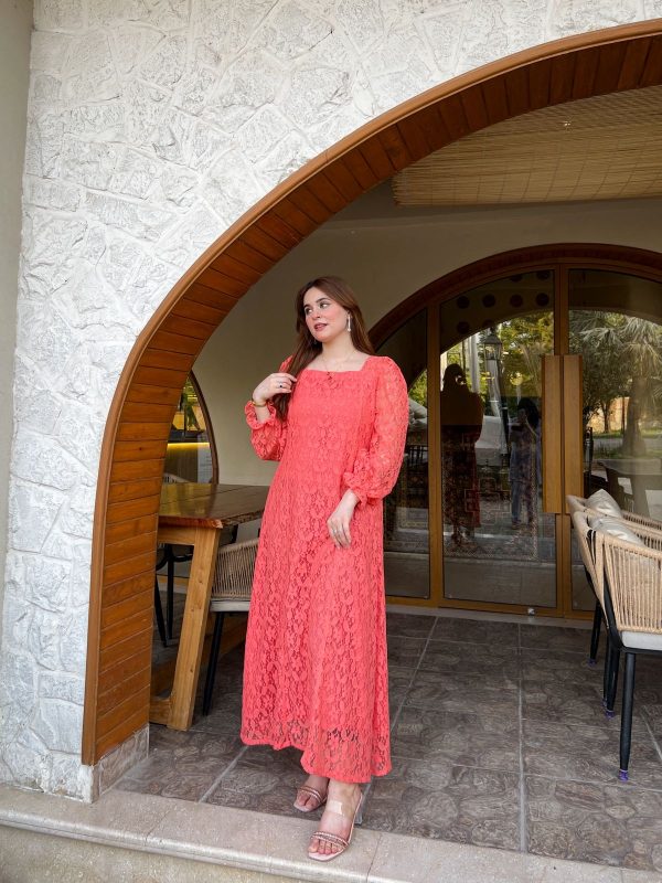 Peachy Pink Net Dress - Image 10