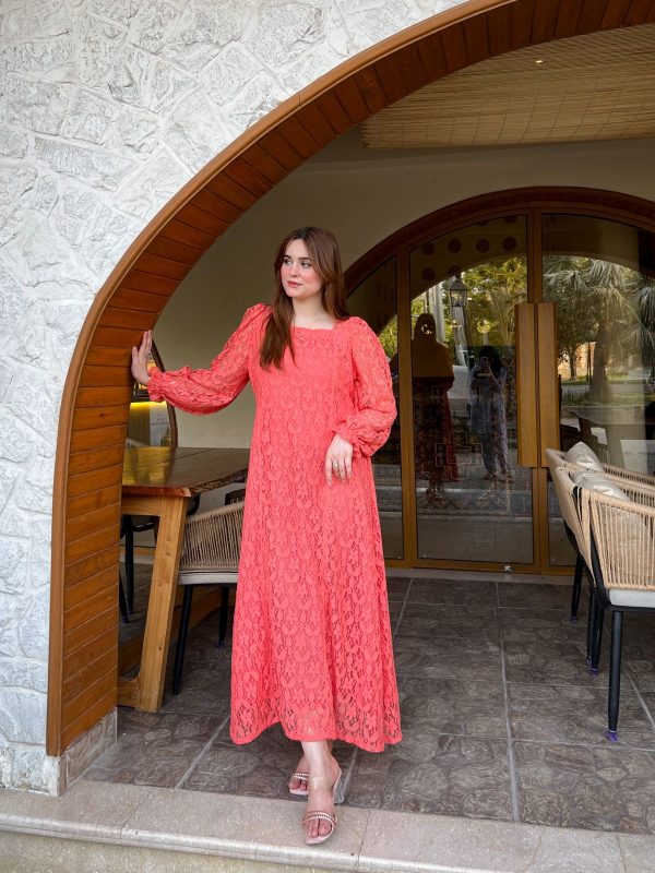 Peachy Pink Net Dress - Image 6