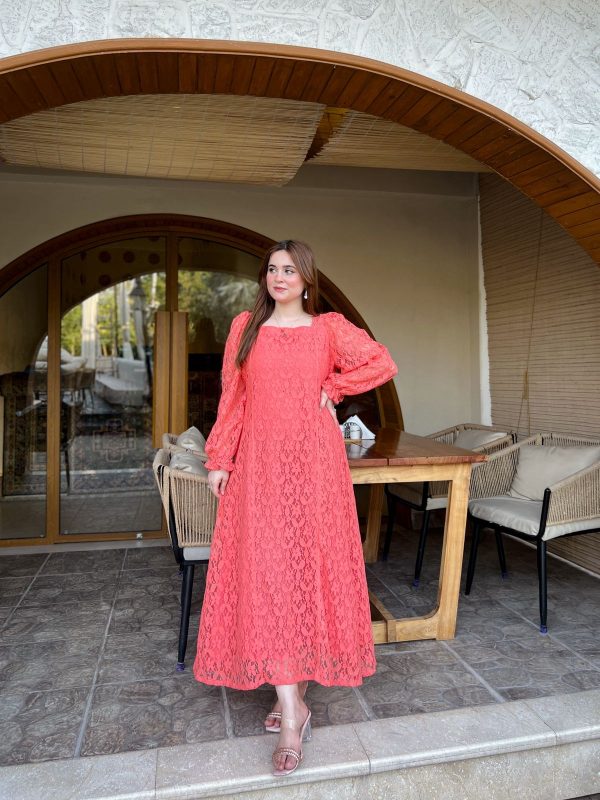 Peachy Pink Net Dress