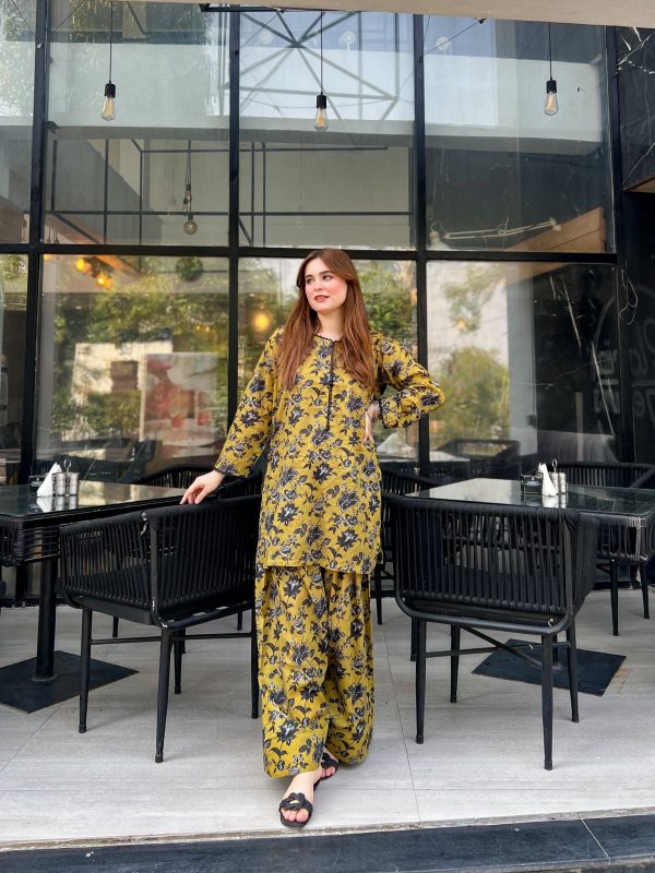 Lawn-Mustard Bloom Farshi Shalwar Kameez - Image 14