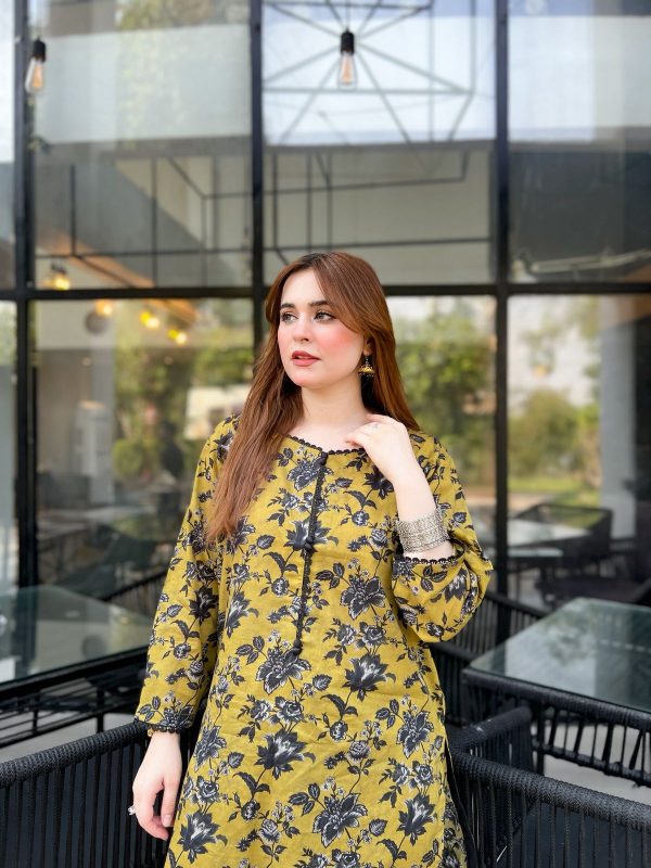 Lawn-Mustard Bloom Farshi Shalwar Kameez - Image 6