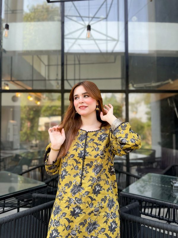 Lawn-Mustard Bloom Farshi Shalwar Kameez - Image 12