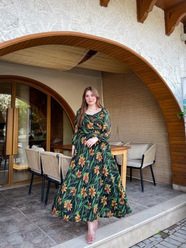 Chiffon-Black Tropical Dress