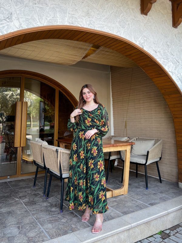 Chiffon-Black Tropical Dress - Image 6