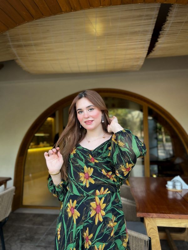Chiffon-Black Tropical Dress - Image 4