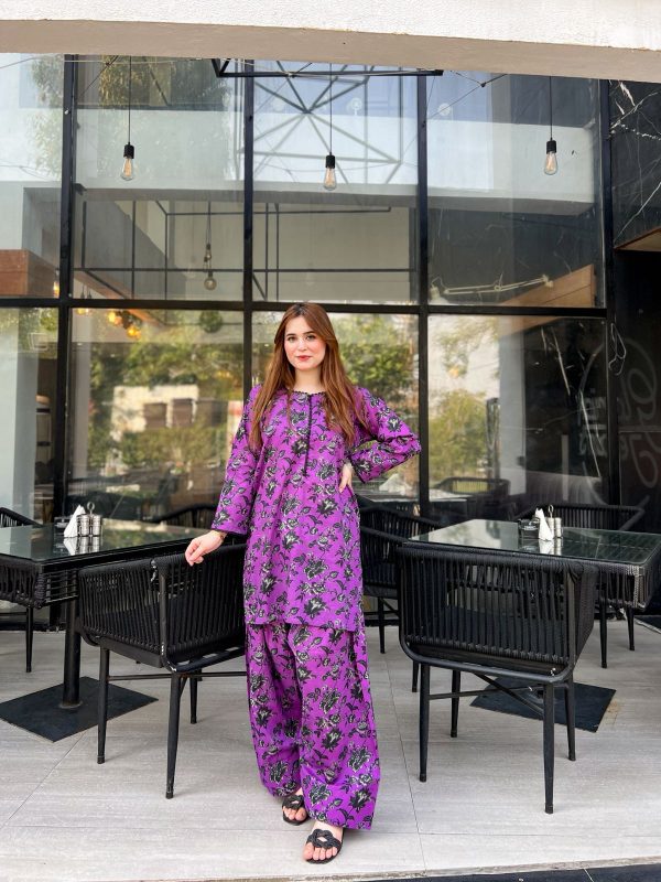 Lawn-Lavender Bloom Farshi Shalwar Kameez