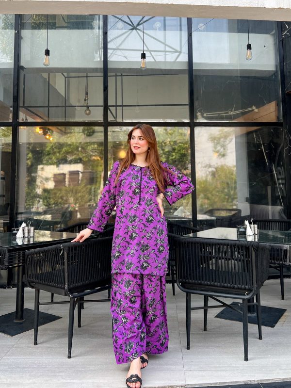 Lawn-Lavender Bloom Farshi Shalwar Kameez - Image 6