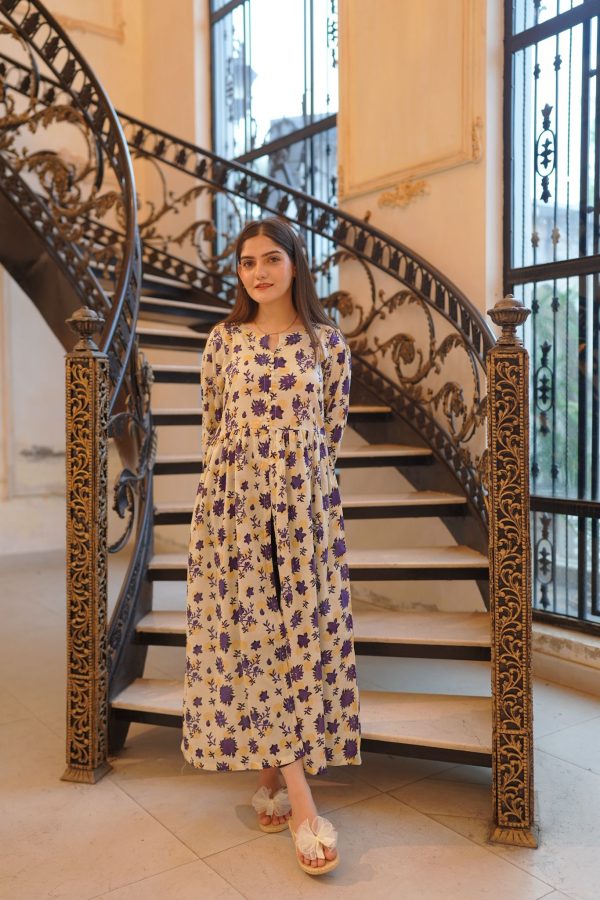 Lawn-Purple Floral Dress - Image 8