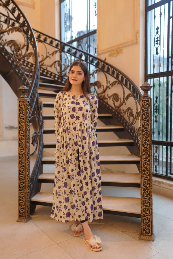 Lawn-Purple Floral Dress - Image 9