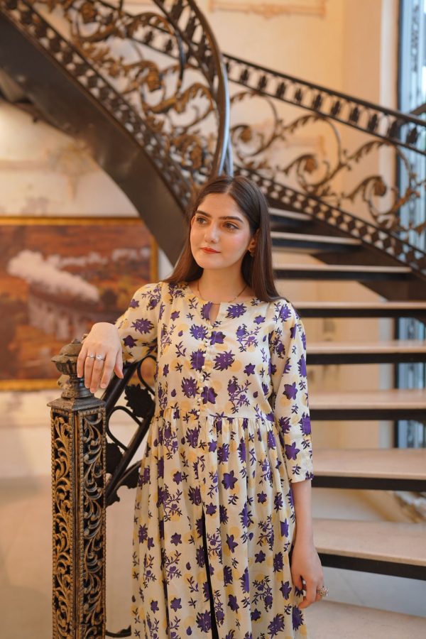 Lawn-Purple Floral Dress - Image 6