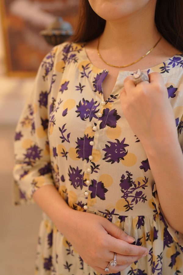 Lawn-Purple Floral Dress - Image 2
