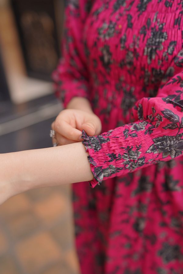 Lawn Pink Black Smoock Dress - Image 10