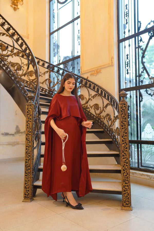Shamooz Silk-Maroon Aloruh Dress - Image 12