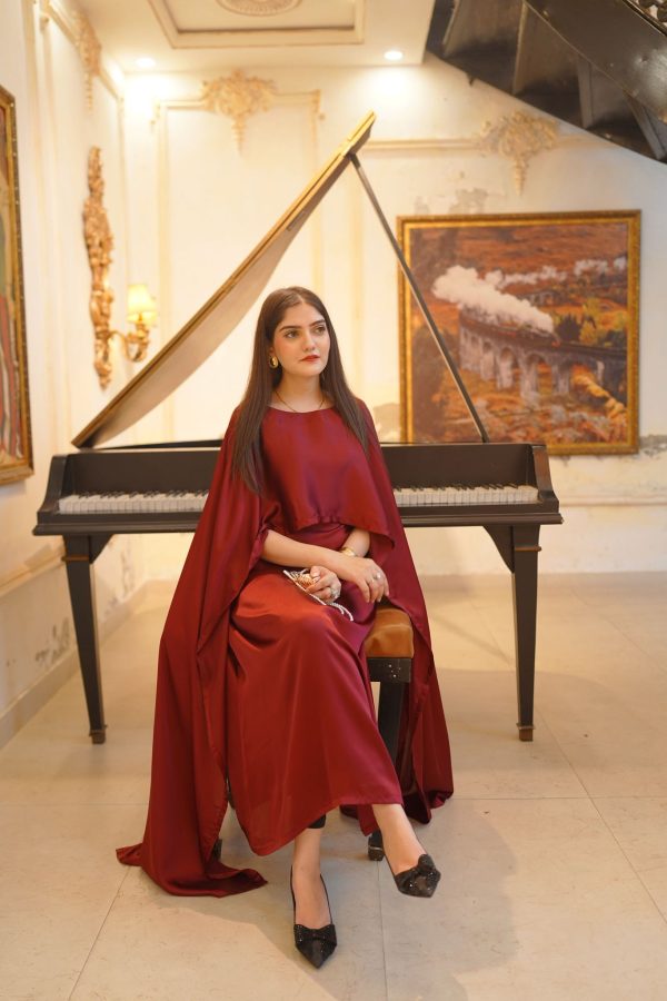 Shamooz Silk-Maroon Aloruh Dress - Image 11