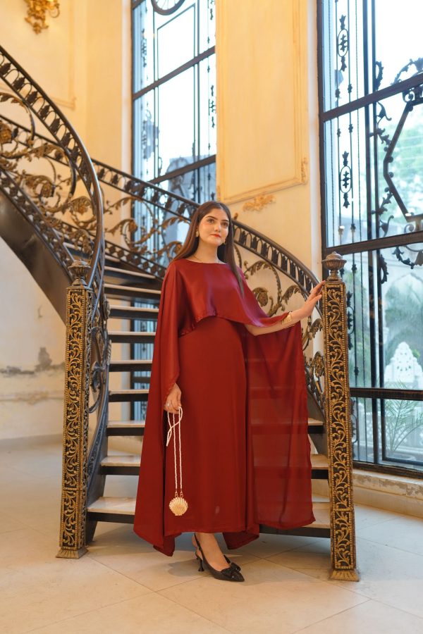 Shamooz Silk-Maroon Aloruh Dress - Image 8