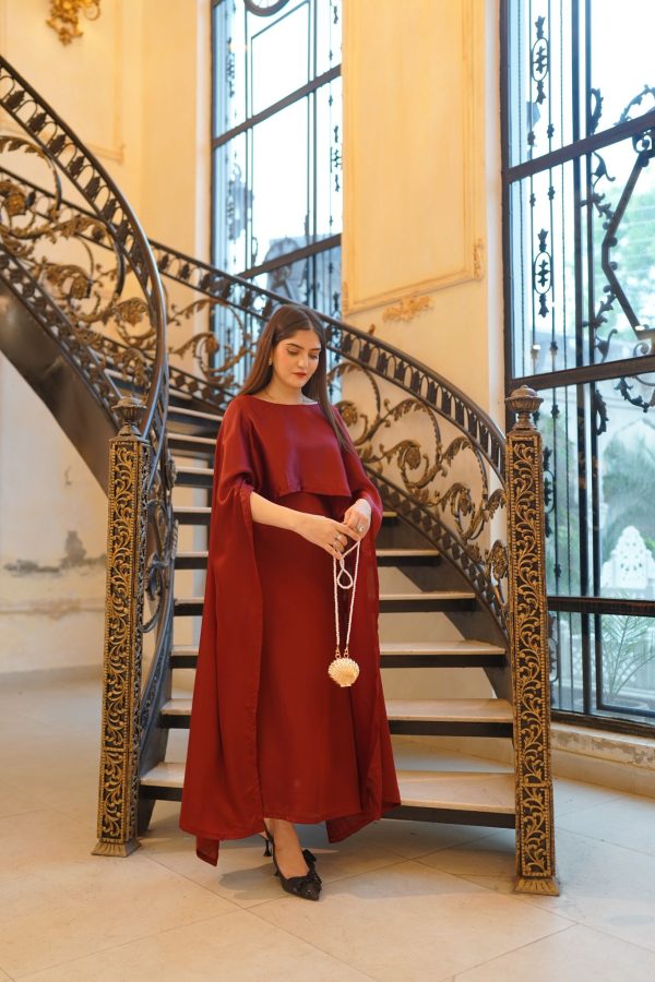 Shamooz Silk-Maroon Aloruh Dress - Image 7