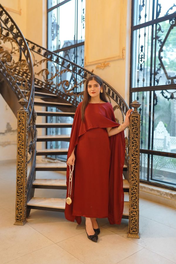 Shamooz Silk-Maroon Aloruh Dress - Image 6