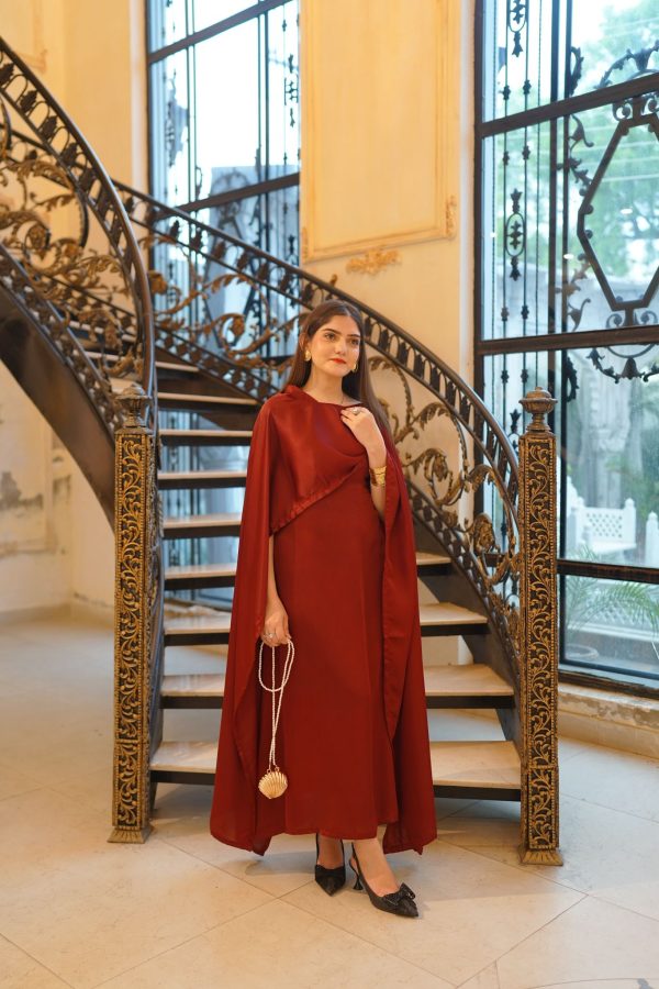 Shamooz Silk-Maroon Aloruh Dress - Image 5