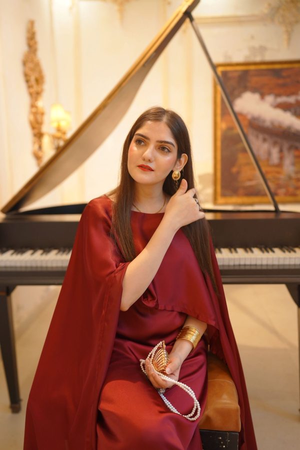 Shamooz Silk-Maroon Aloruh Dress - Image 4