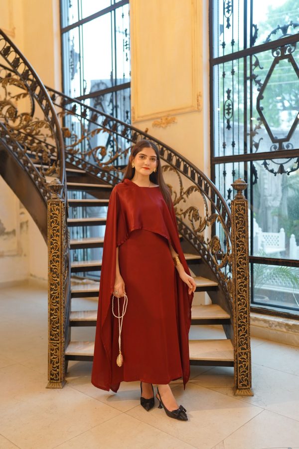 Shamooz Silk-Maroon Aloruh Dress - Image 3