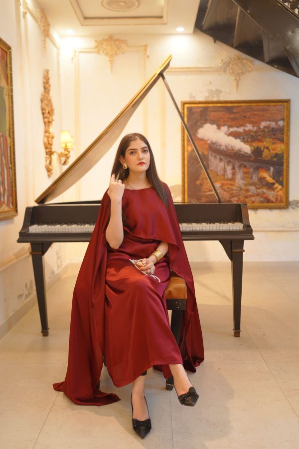 Shamooz Silk-Maroon Aloruh Dress - Image 9