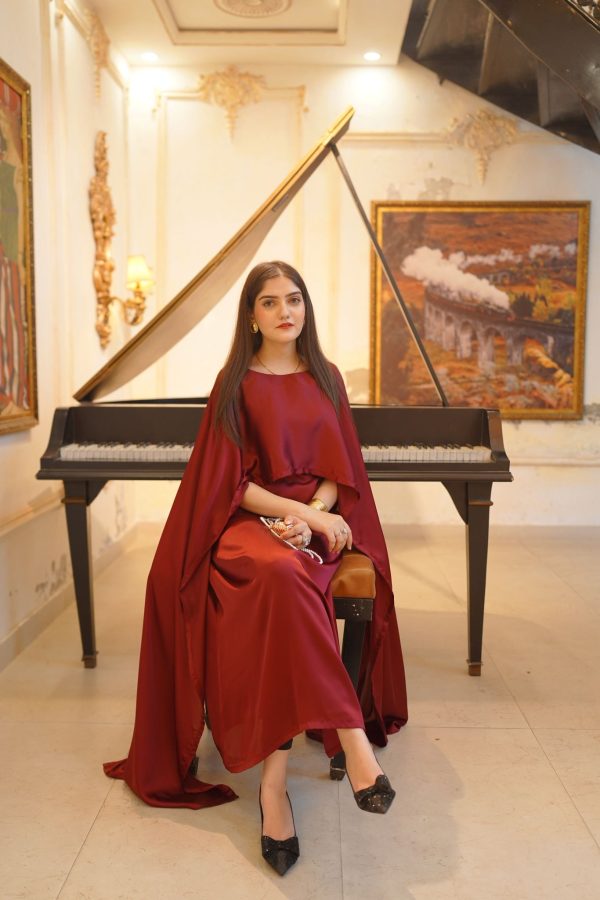 Shamooz Silk-Maroon Aloruh Dress - Image 2