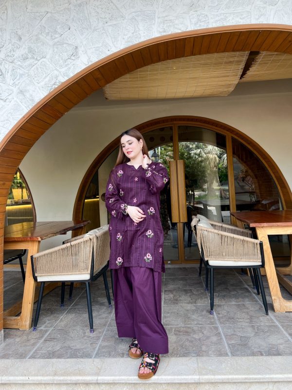 Purple Embroidered Doria Lawn Farshi - Image 8