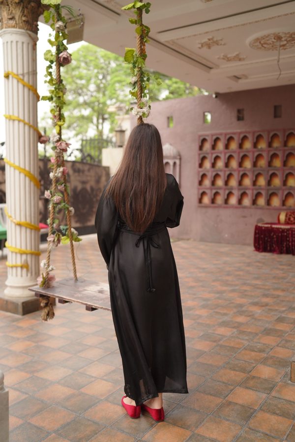 Black Silk Long Dress - Image 9