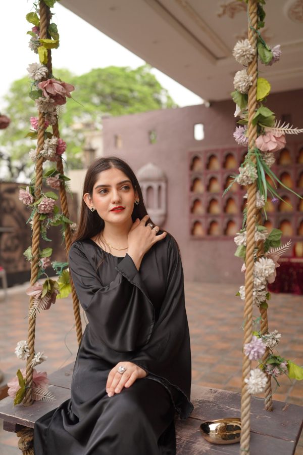 Black Silk Long Dress - Image 8