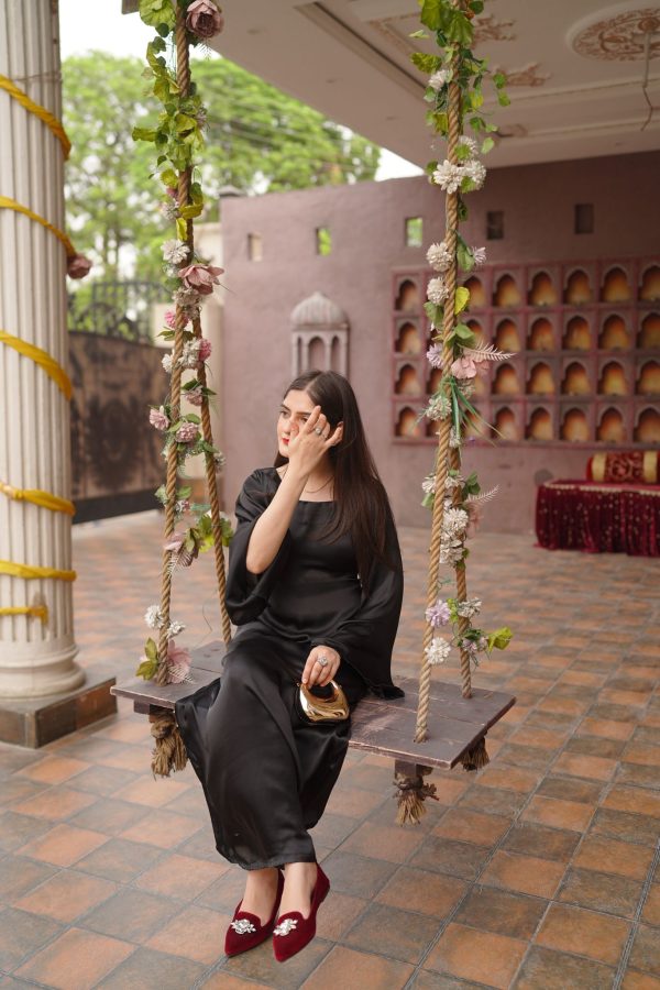 Black Silk Long Dress - Image 6