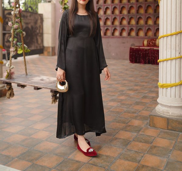 Black Silk Long Dress - Image 11