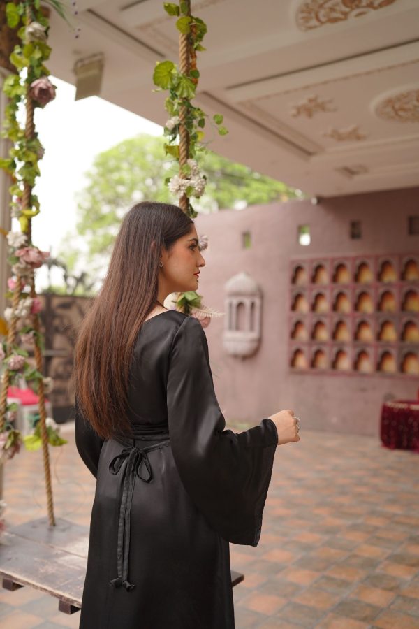 Black Silk Long Dress - Image 4