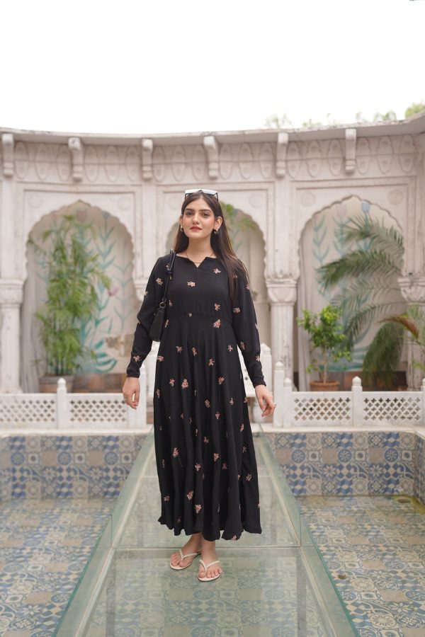 Double Georgette Black Embroidered Dress - Image 7