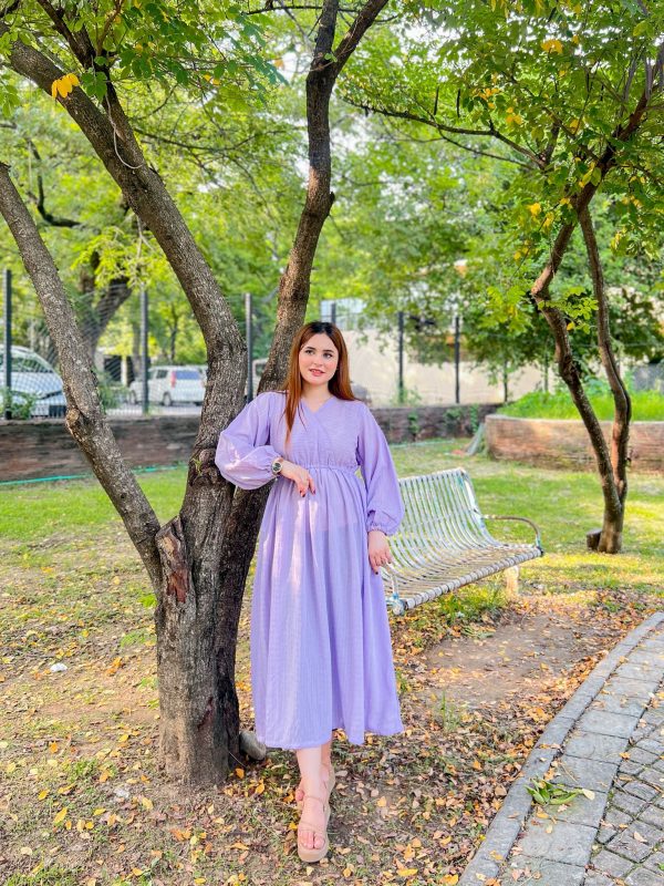 Lilac-Crushed Georgette Doria Dress - Image 9