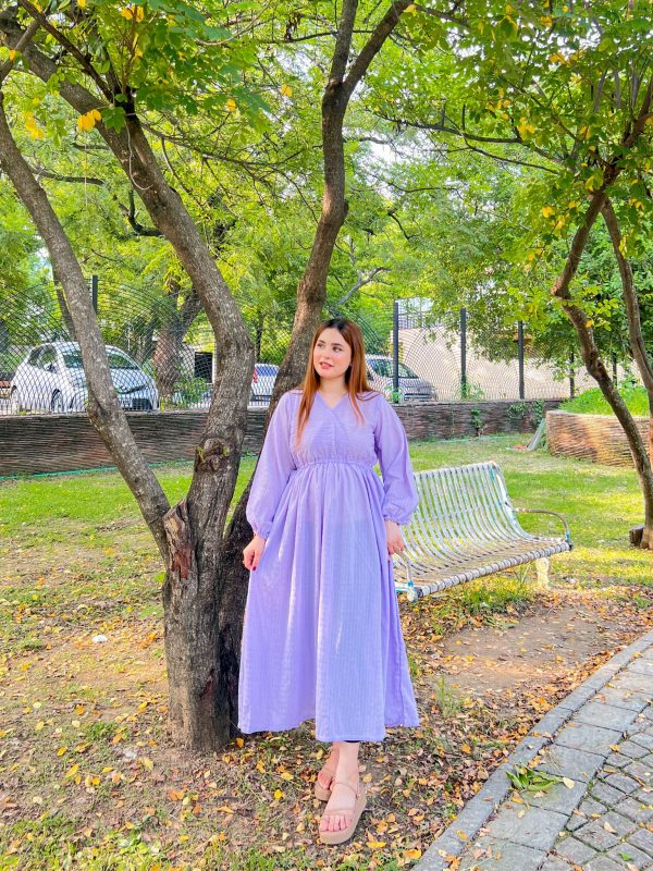 Lilac-Crushed Georgette Doria Dress - Image 8