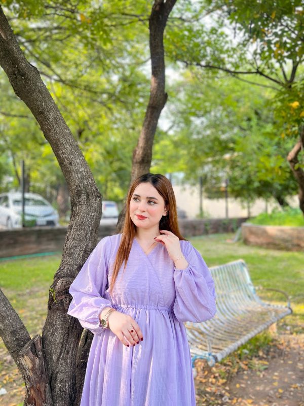 Lilac-Crushed Georgette Doria Dress - Image 5