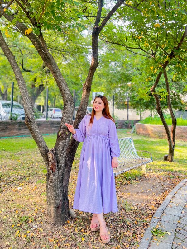 Lilac-Crushed Georgette Doria Dress - Image 10