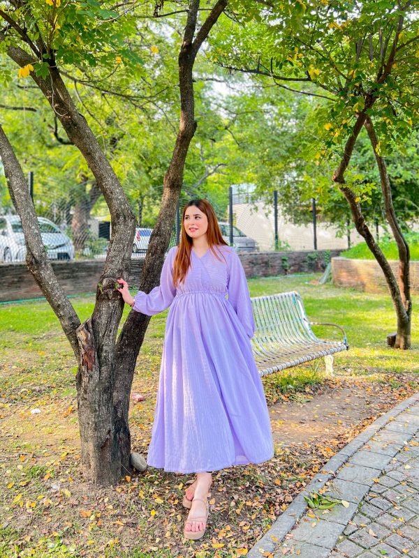 Lilac-Crushed Georgette Doria Dress - Image 3