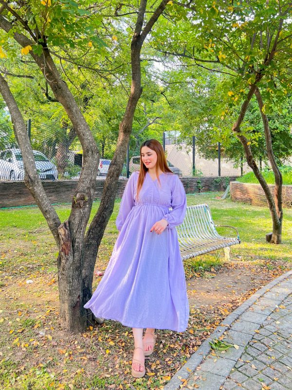 Lilac-Crushed Georgette Doria Dress