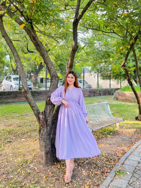 Lilac-Crushed Georgette Doria Dress - Image 4