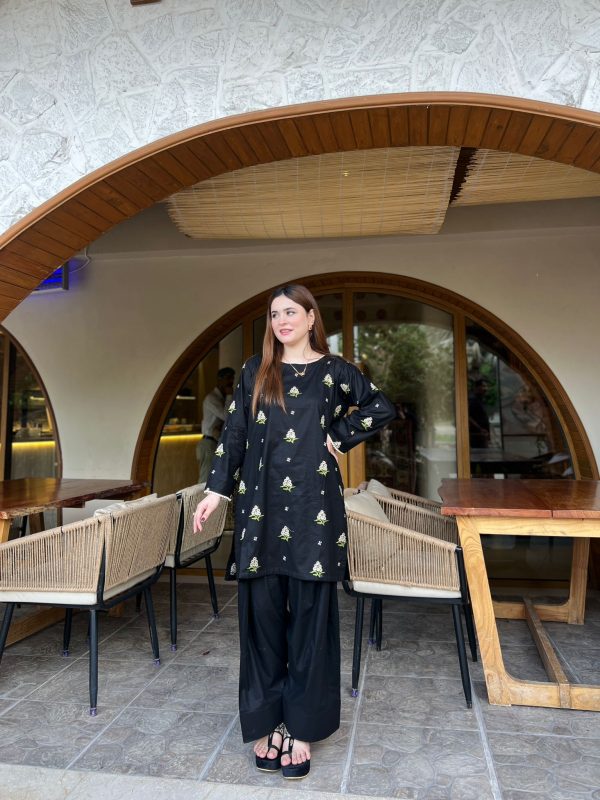 Lawn-Black Embroidered Sequence Farshi