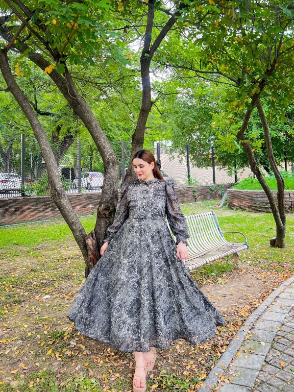 Bistry Black and Grey Net Dress